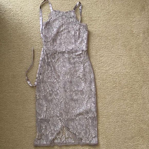 Lulus grey lace midi body in dress - Picture 5 of 6
